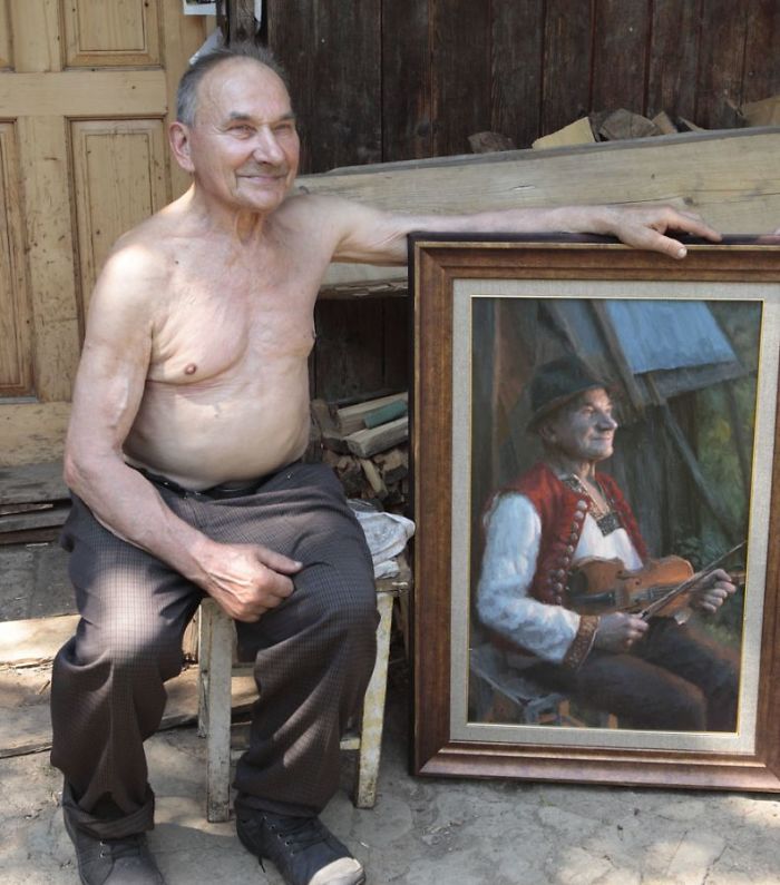 Polish Painter Puts Model And Painting Of Himself Side By Side And The Result Is Impressive