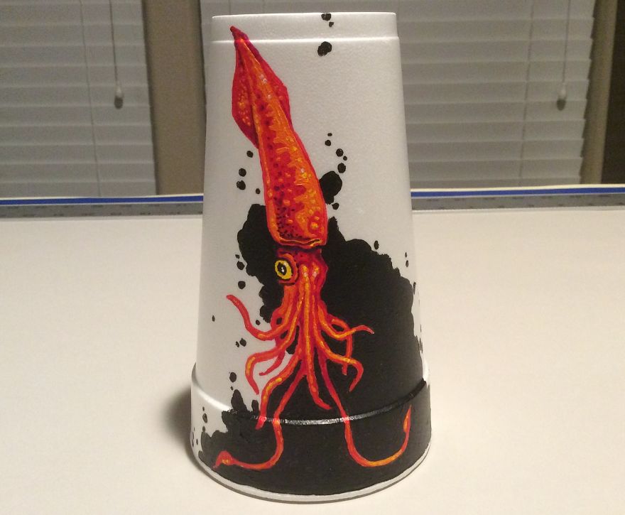 I Create Disposable Art On Styrofoam Cups