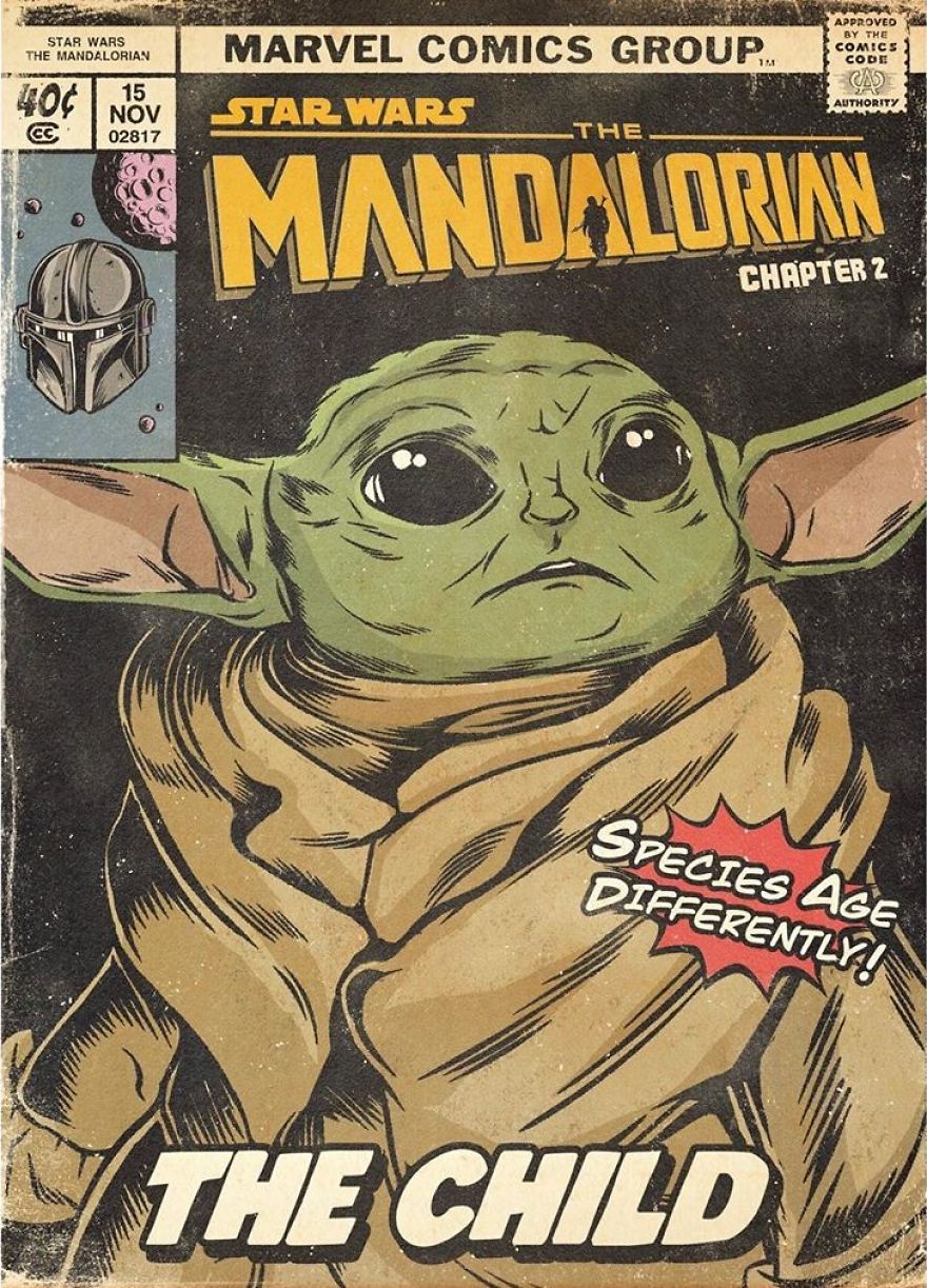 Russian Artist Sums Up Each Episode Of The Mandalorian In Vintage Comic Book Covers (8 Pics)