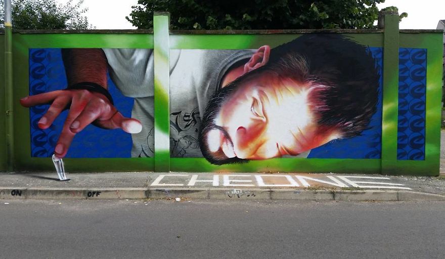 This Street Performer Beautifies The Walls And Empty Spaces Of His City With His Stunning 3D Art.