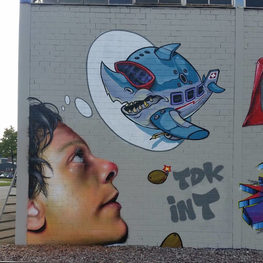 This Street Performer Beautifies The Walls And Empty Spaces Of His City With His Stunning 3D Art.