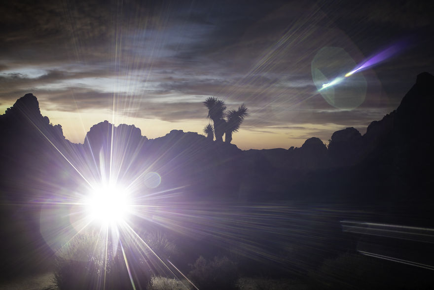Burst Of Light Shines Into The Camera Lens