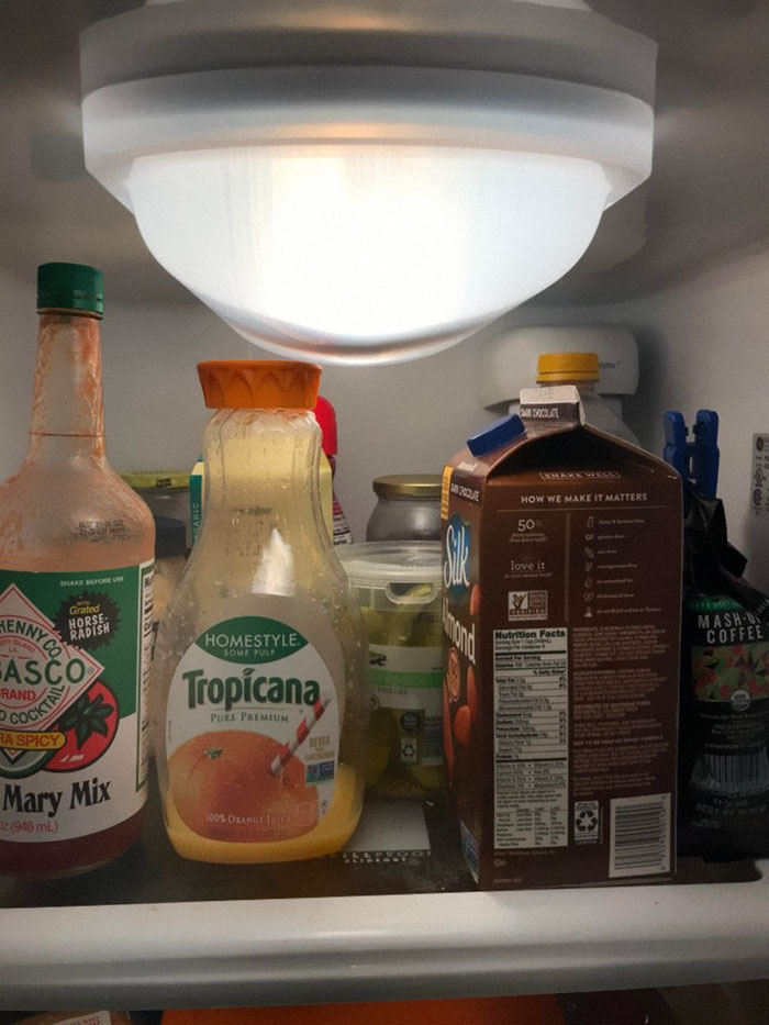Behold The Largest Refrigerator Light In The Universe. All Bottles Move To The Left And The Right. This Space Is Reserved For -L A M P-