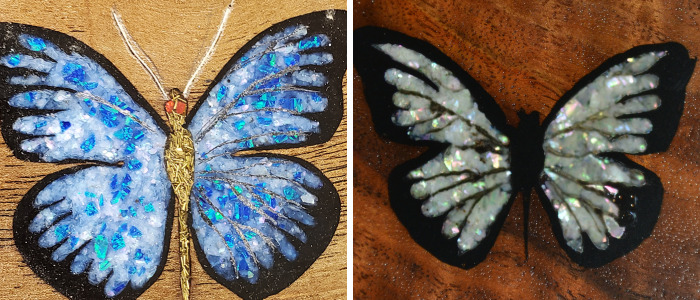 Butterfly Made With Inlaid Opal And Crushed Mother Of Pearl