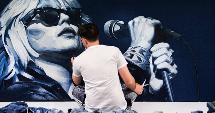 15 Realistic Celebrity Portraits Using Denim By Ian Berry