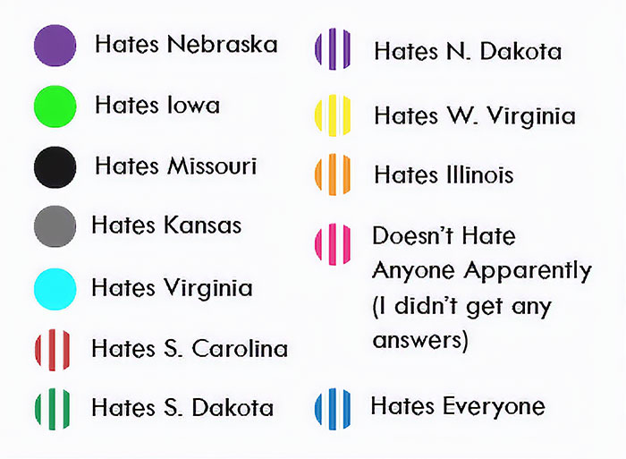 Guy Surveys Americans On Which State They Hate The Most, Puts The Results In A Map