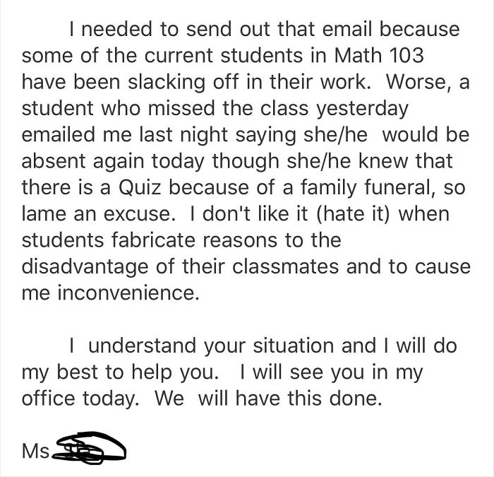 Math Professor Helps Student Despite Them Failing Her Class For Being Constantly High Or Drunk, And Their E-Mails Go Viral Math Professor Helps Student Despite Them Failing Her Class For Being Constantly High Or Drunk, And Their E-Mails Go Viral