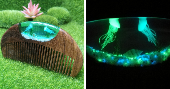 I Created This Jellyfish Comb Using Resin And Wood