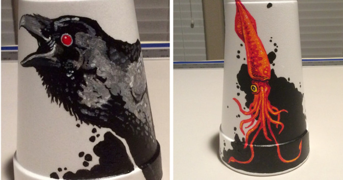 I Create Disposable Art On Styrofoam Cups