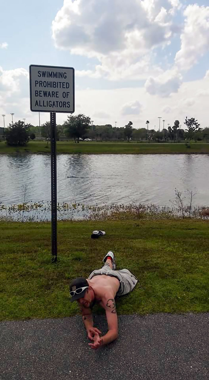 My Friend Lost His Leg In A Motorcycle Accident A Few Years Ago. This Was His April Fools Joke To The Kids Playing In The Park