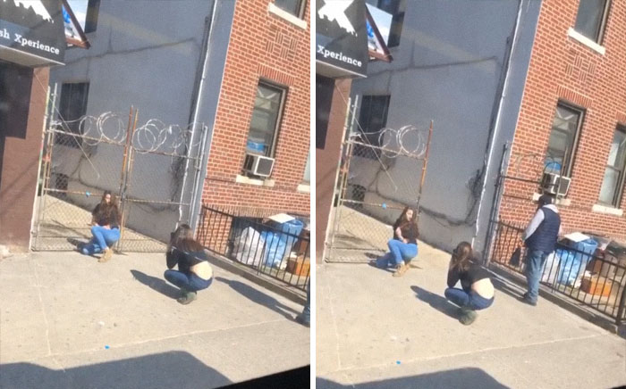 Imagine Having To Wait Politely To Go Into Work While Two People Blocked You From Getting In Because They’re Taking Pictures Pretending They’re Going Into Work? Or Whatever They’re Doing