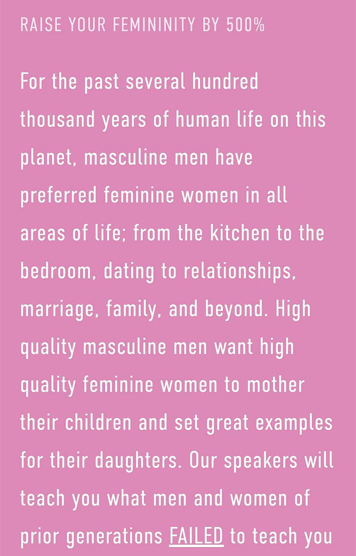 $2,000 Tickets And All-Male Speakers: The 'Make Women Great Again' Convention Is Causing Outrage On The Internet $2,000 Tickets And All-Male Speakers: The 'Make Women Great Again' Convention Is Causing Outrage On The Internet