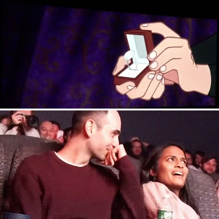 Man Secretly 'Hacks' His Girlfriend's Favorite Disney Movie To Include A Proposal In A "Crowded" Movie Theater Man Secretly 'Hacks' His Girlfriend's Favorite Disney Movie To Include A Proposal In A "Crowded" Movie Theater