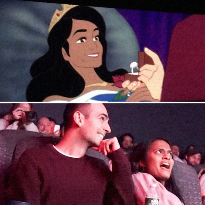 Man Secretly 'Hacks' His Girlfriend's Favorite Disney Movie To Include A Proposal In A "Crowded" Movie Theater Man Secretly 'Hacks' His Girlfriend's Favorite Disney Movie To Include A Proposal In A "Crowded" Movie Theater