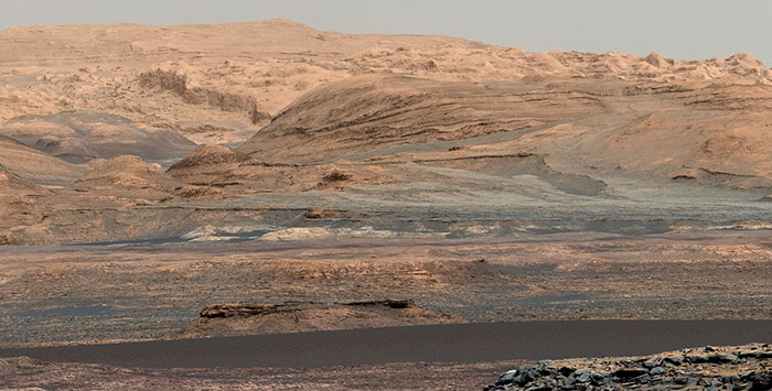 Glimpse Of 'Bagnold Dunes' Edging Mount Sharp