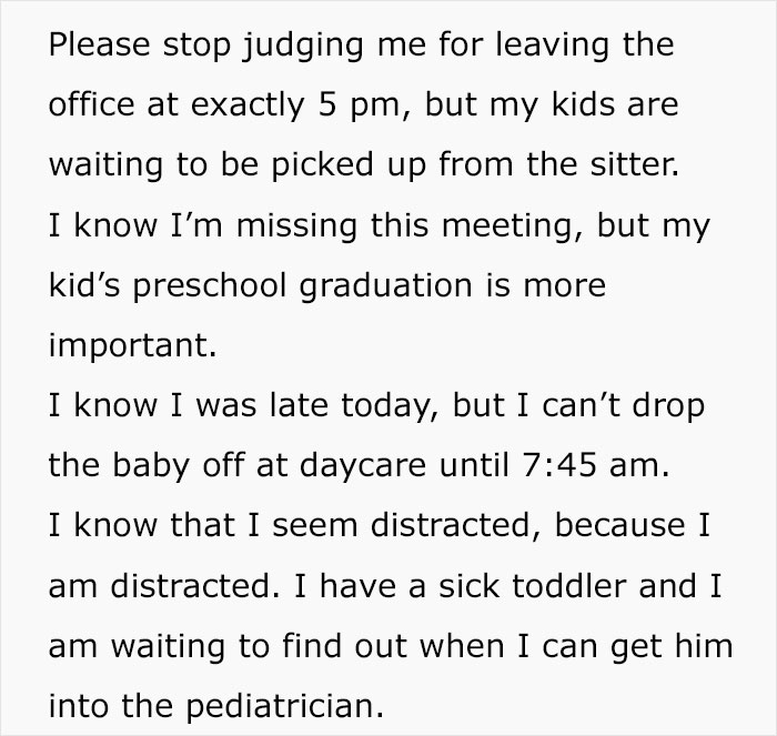 “Please Stop Judging Me For Leaving The Office At Exactly 5 P.M.” Working Mom’s Emotional Confession Goes Viral “Please Stop Judging Me For Leaving The Office At Exactly 5 P.M.” Working Mom’s Emotional Confession Goes Viral