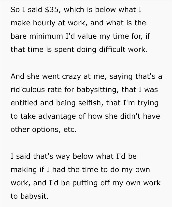 Parents Get Mad At Woman After She Asks $35/Hour To Babysit Their 3 Children