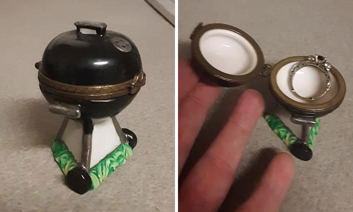 My Fiance Found This Mini Barbecue At A Yard Sale Last Year! My Engagement Ring For Size Comparison