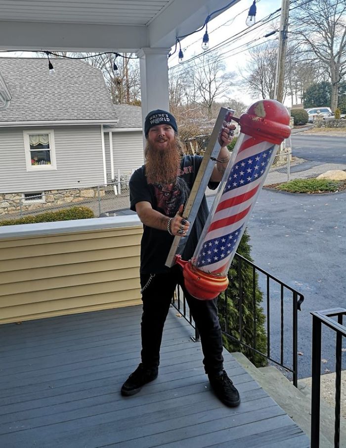 Whilst Walking Round Manahattan I Found This American Flag Barber Pole