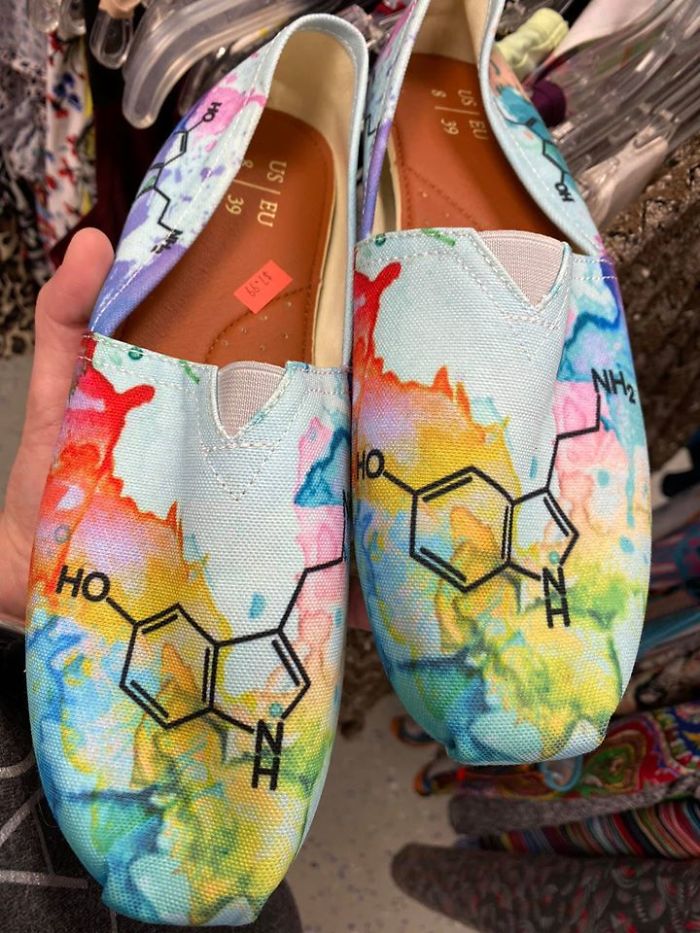 I Found Serotonin Shoes At Goodwill! And They Are My Size. I Love Everything Science, But The Hubs Classified Them As Weird. You Bet They Came Home With Me