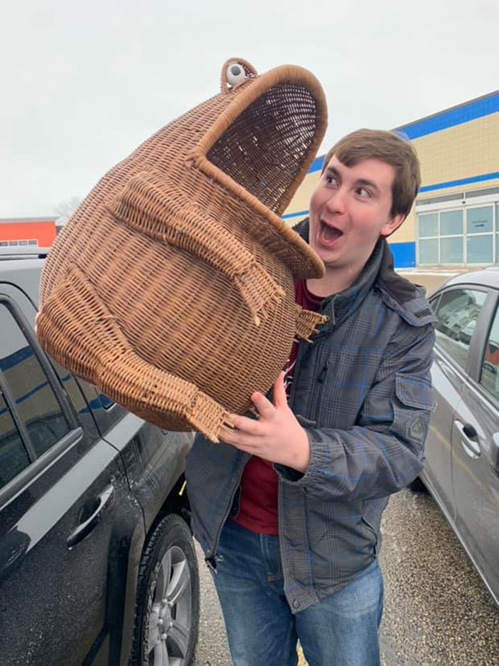 A Uniquely Shaped Clothing Hamper That Toad-Ally Came Home With My Brother. $8.60 At The St. Vinny’s In Sun Prairie, Wi