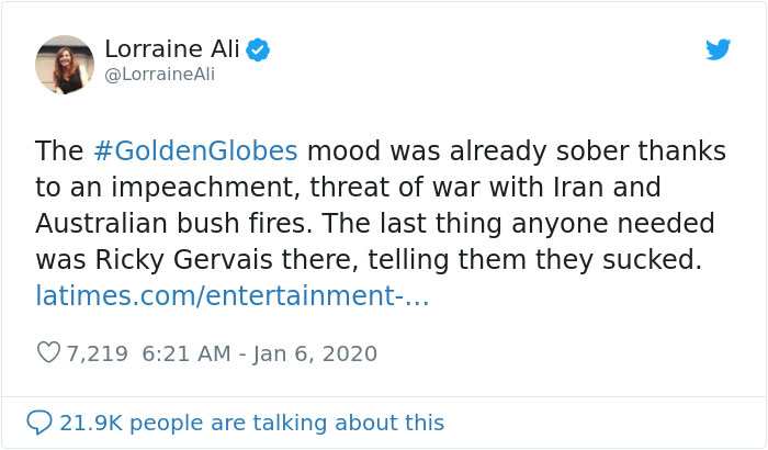 Hollywood Did Not Appreciate Ricky Gervais Roasting Them With His Golden Globes Monologue Hollywood Did Not Appreciate Ricky Gervais Roasting Them With His Golden Globes Monologue