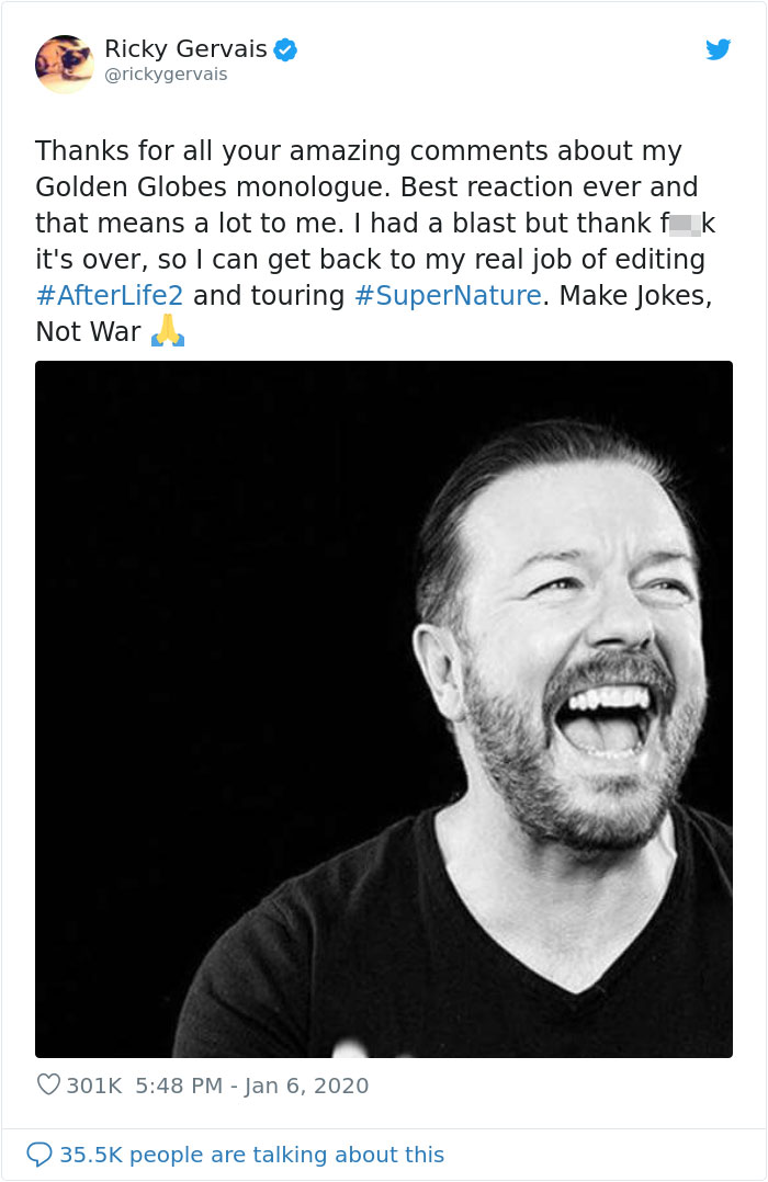 Hollywood Did Not Appreciate Ricky Gervais Roasting Them With His Golden Globes Monologue Hollywood Did Not Appreciate Ricky Gervais Roasting Them With His Golden Globes Monologue