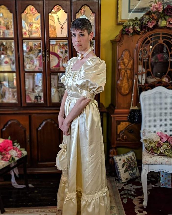 My Parents Got Married In 1982. My Grandmother Made My Mom's Wedding Dress. The Dress Is A Bit Wrinkly From Storage, As We Didn't Have Time To Get It Professionally Pressed, But Who Cares