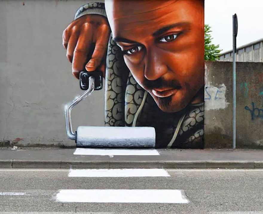 This Street Performer Beautifies The Walls And Empty Spaces Of His City With His Stunning 3D Art.