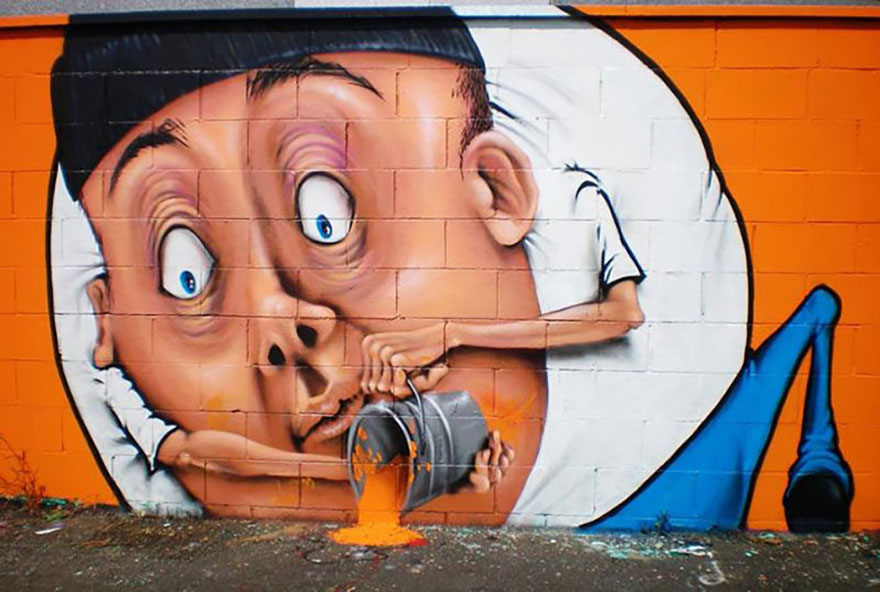This Street Performer Beautifies The Walls And Empty Spaces Of His City With His Stunning 3D Art.