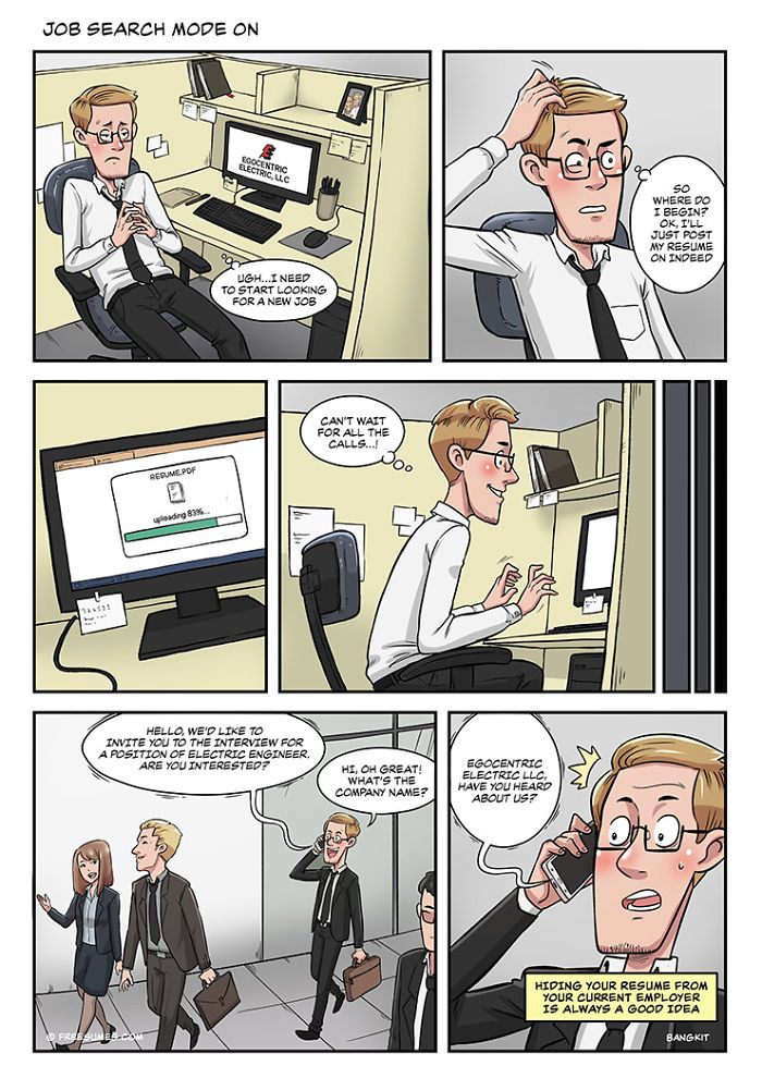 Jobseeker uploading resume and preparing for interview, illustrating the reality of job searching and application process.