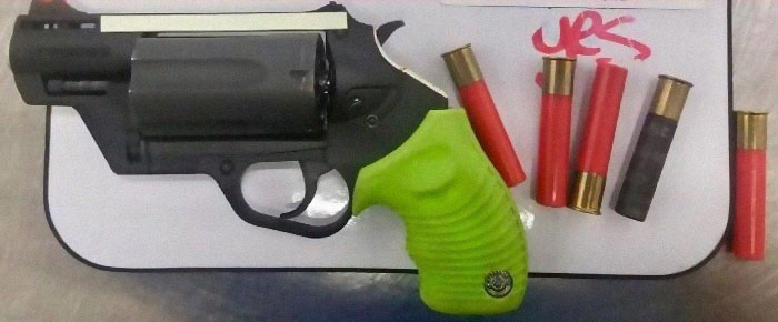 Verified This Is The Closest Christmas-Themed Firearm I Could Find. A Green Handle, And Red Jingle-Shells