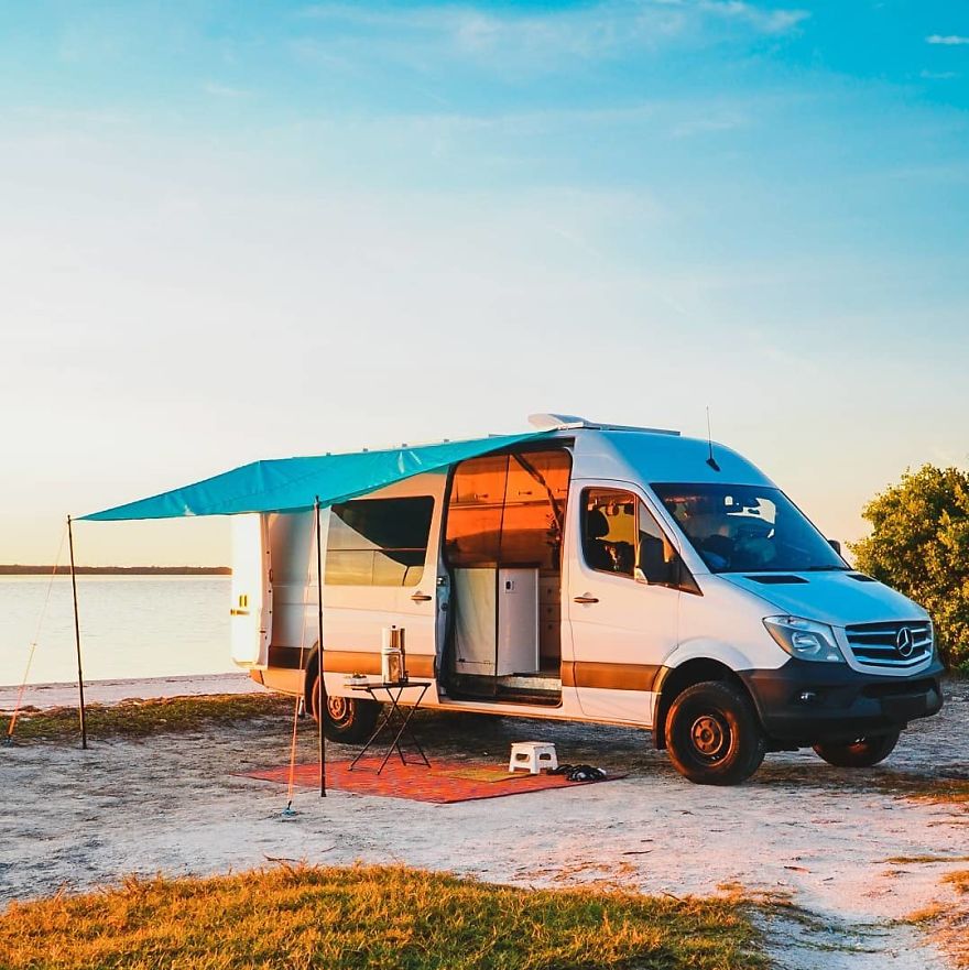 Couple Live A Simple & Adventure Filled Life In A DIY Sprinter Van Conversion Couple Live A Simple & Adventure Filled Life In A DIY Sprinter Van Conversion