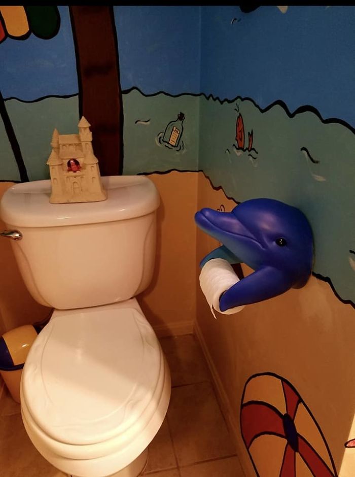 My "Flipper" Tp Holder. Perfect Addition To My Basement Beach Bathroom. Found At Savers In Ri $5.99