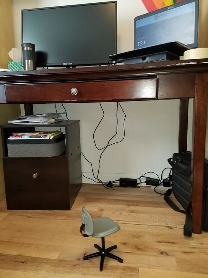 Been Looking For A New Desk Chair. I Love The Purple Velvetiness Of My Current One, But It's Not That Comfortable 40hrs/Week Working From Home. Not Sure This Will Be Much Of An Improvement Since It's A Wee Bit Too Small, But Here's Hoping