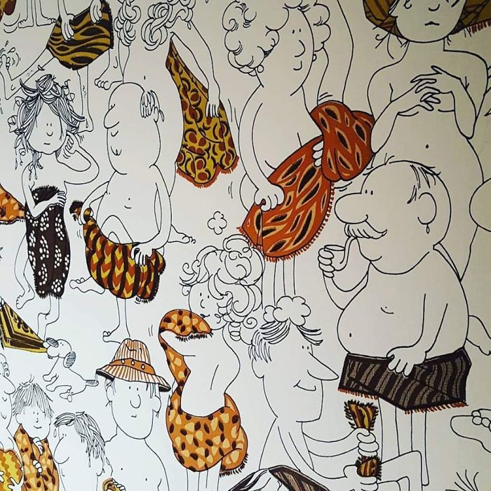 We Live In And Have Been Renovating My Grandparent's Old House. The Downstairs Bathroom Was Added In 1970 And Had This Awesome Wallpaper