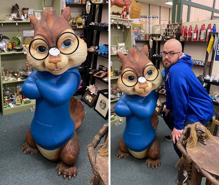 We Found This Lil Chipmunk At The St Clair Antique Mall In Fairview Heights, Il For $325. He Did Not Go Home With Us, But I Put Up A Fair Argument. Boyfriend For Scale
