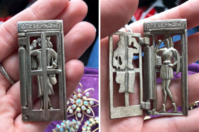 Found This Awesome 1970s Brooch At A Flea Market In Arlington, Va For $10. I Absolutely Love It! When It Opens Up, It Reveals The Woman In A Superhero Suit! Girl Power!