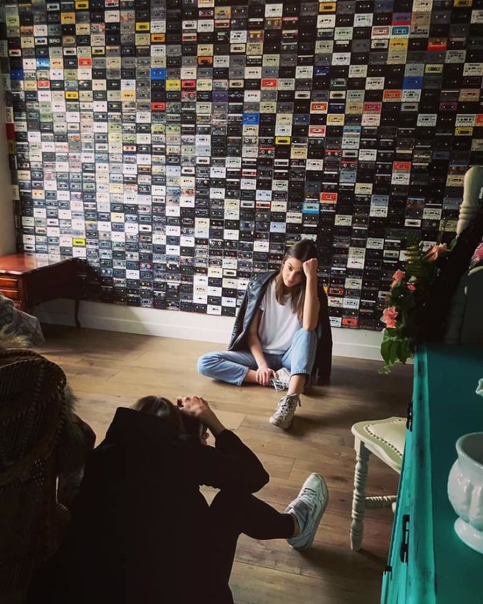 My 100% Thrifted Push Pinned Tape Wall. I Collected Just Over 4,000 Cassette Tapes To Put This Wall Up In My Studio For My Grand Opening