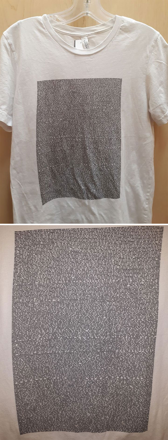 Found The First Half Of The Shrek 1 Script On A T Shirt At Savers. Extremely Tempting, But Did Not Come Home With Me. Gave It Two Girls My Age Who I Think Were Sourcing For Their Depop Store