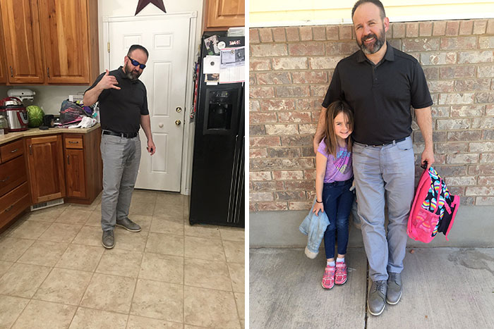 My Little Sister Had An Accident Today At Kindergarten And This Is How My Dad Left To Pick Her Up So She Wouldn't Feel So Sad And Embarrassed