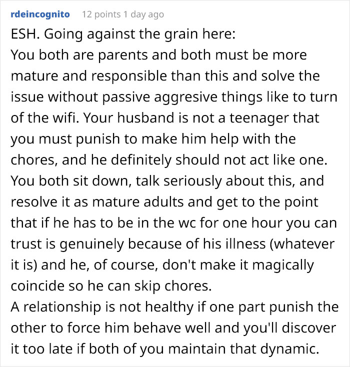 Wife Turns WiFi Off After Noticing Husband Goes To The Toilet Whenever It's His Time To Take Care Of Kids