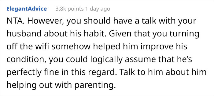 Wife Turns WiFi Off After Noticing Husband Goes To The Toilet Whenever It's His Time To Take Care Of Kids