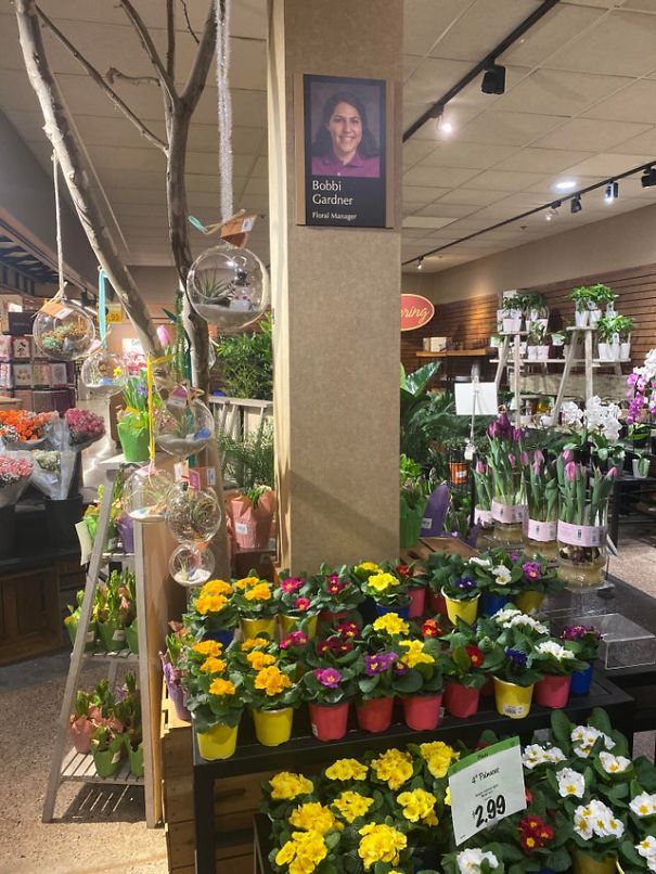 "This floral manager’s last name"