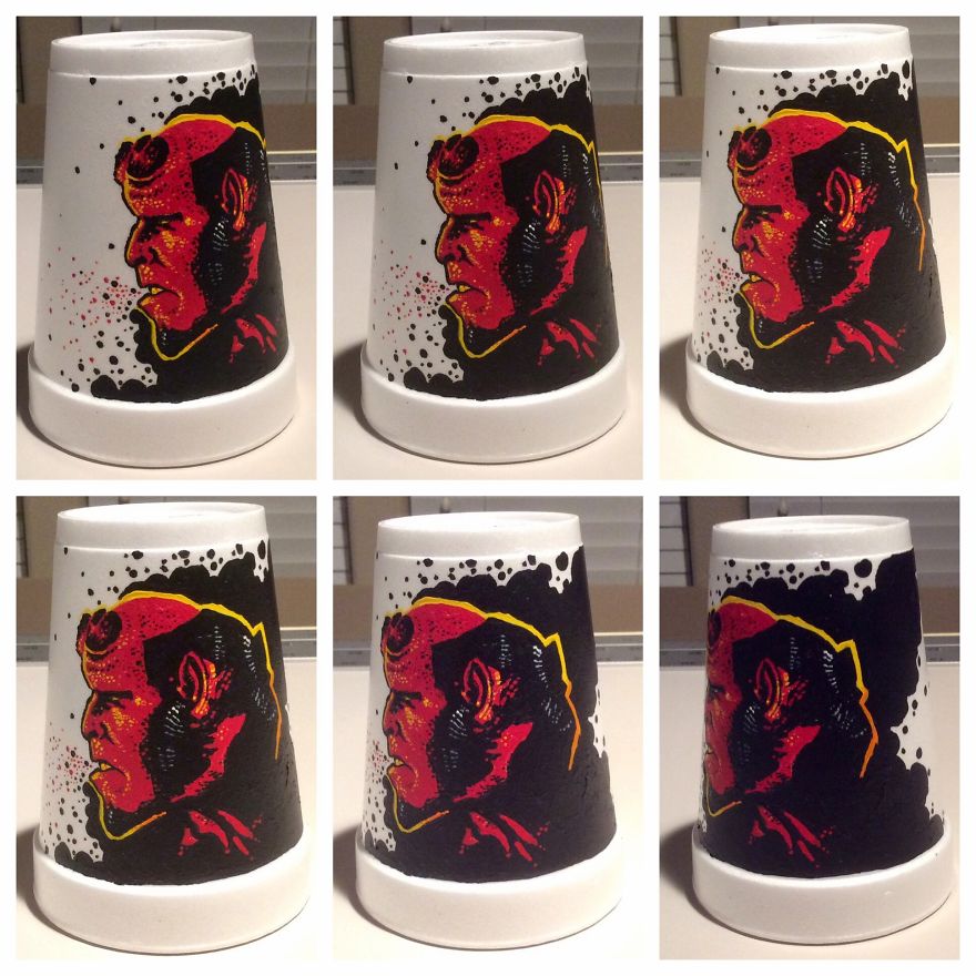 New Acrylic Drawings On Styrofoam Cups (Cont.)