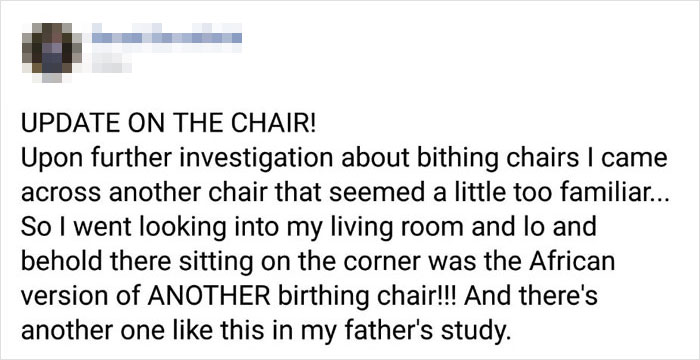 Dad Buys An Antique Chair For His Daughter, 2 Years Later Her Boyfriend Tells Her It's Actually A Birthing Chair Dad Buys An Antique Chair For His Daughter, 2 Years Later Her Boyfriend Tells Her It's Actually A Birthing Chair