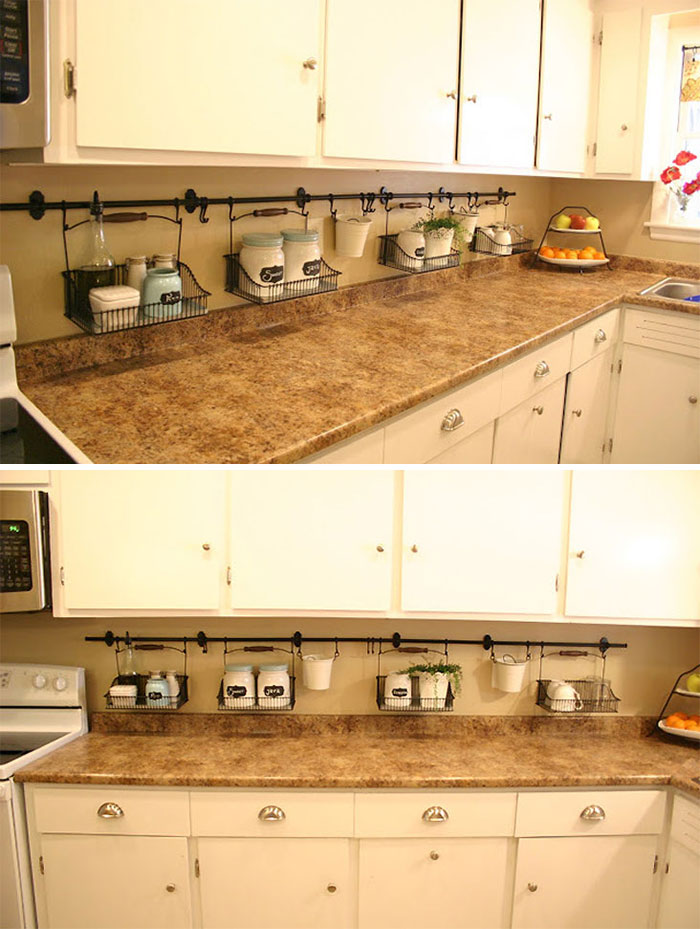 Place Wire Baskets Over The Counters For Extra Storage