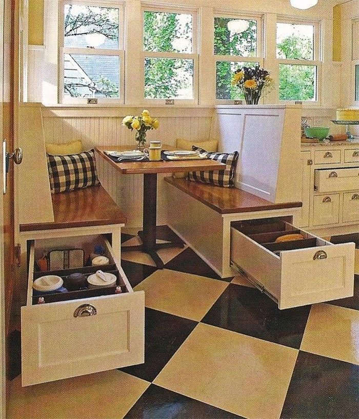 Extra Storage Hidden In These Kitchen Benches