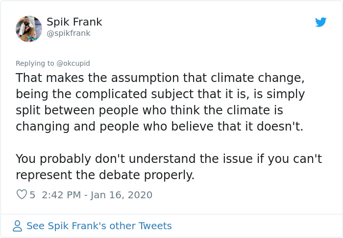 Dating Site OkCupid Adds A New Option That Allows Users To Filter Out Climate Change Deniers, Not Everyone Supports It Dating Site OkCupid Adds A New Option That Allows Users To Filter Out Climate Change Deniers, Not Everyone Supports It