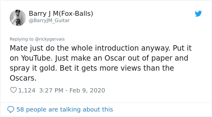 Someone Asks Ricky Gervais For His Opinion On The Oscars, The Comedian Doesn't Hold Back And Roasts Celebs Once Again